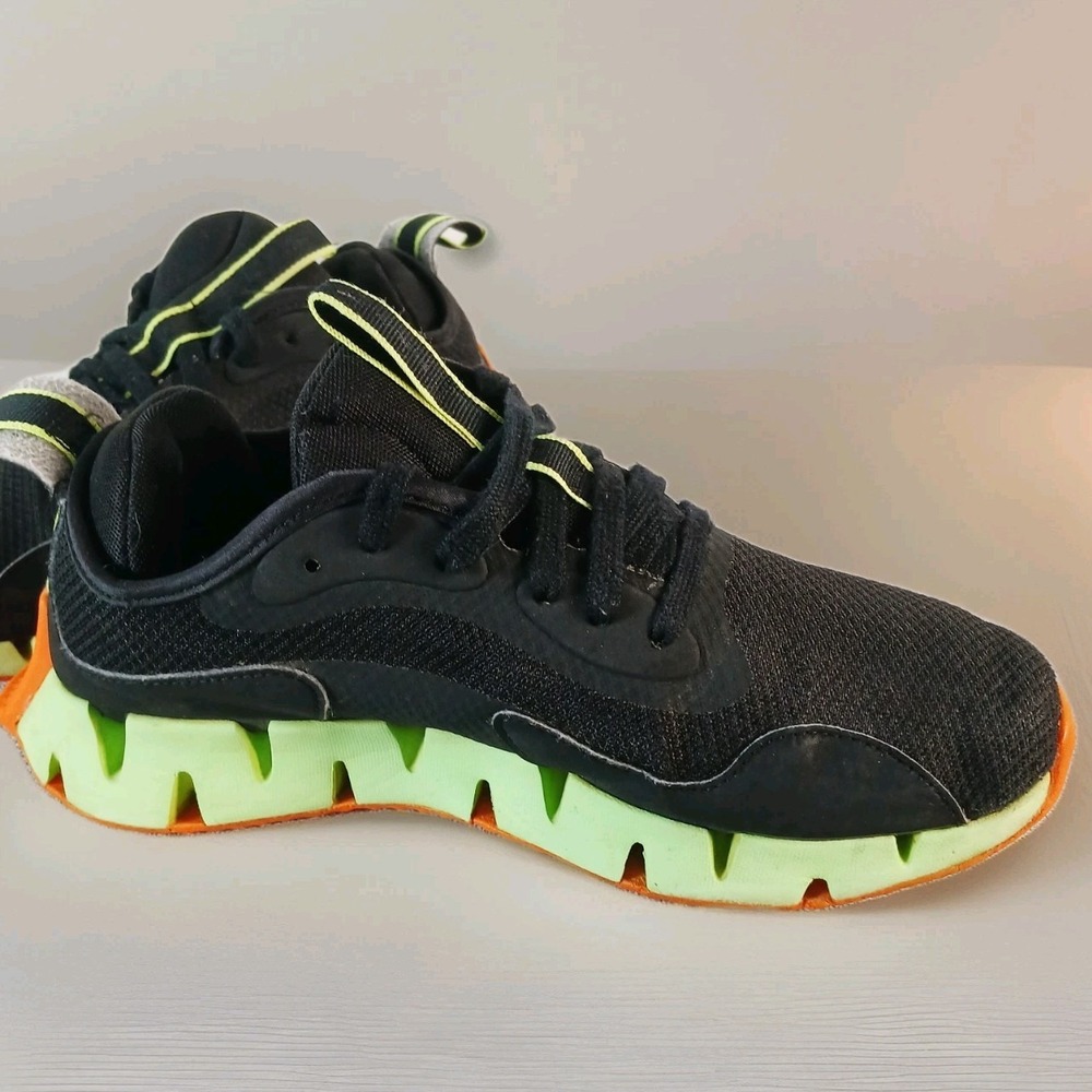 Reebok Womens Sporty Zig Dynamica ZigTech Geometric Sole Black Neon Lime Orange